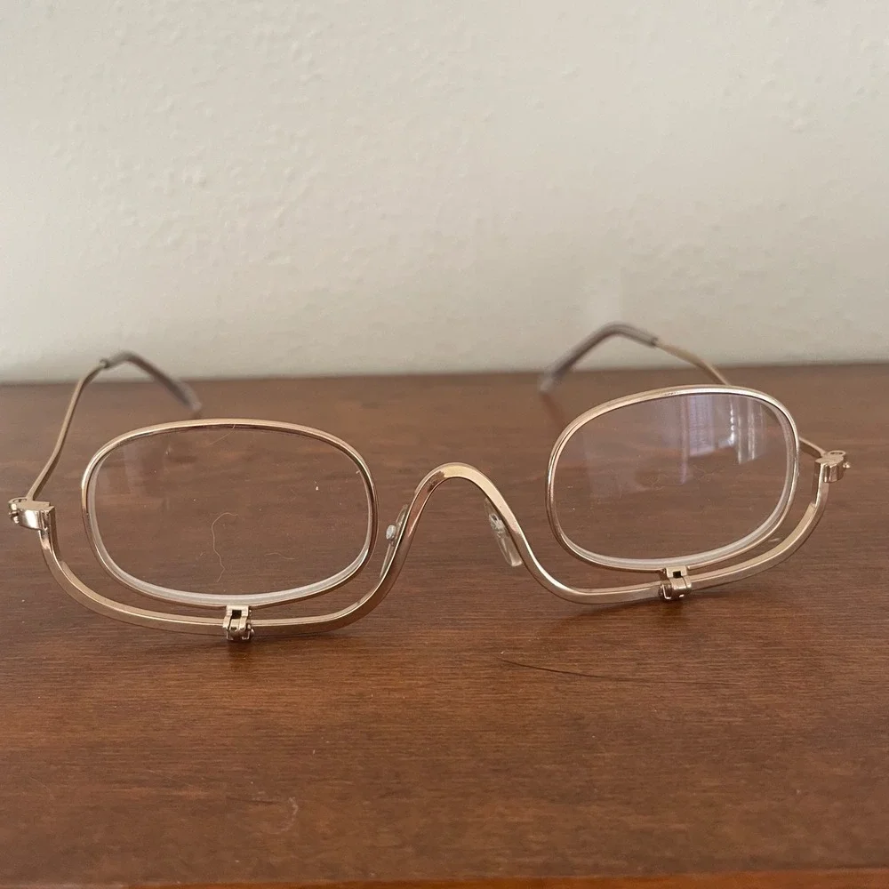 Dual‎ Flip Down Magnifier +3.00 Glasses Readers Gold Tone Folding Makeup
